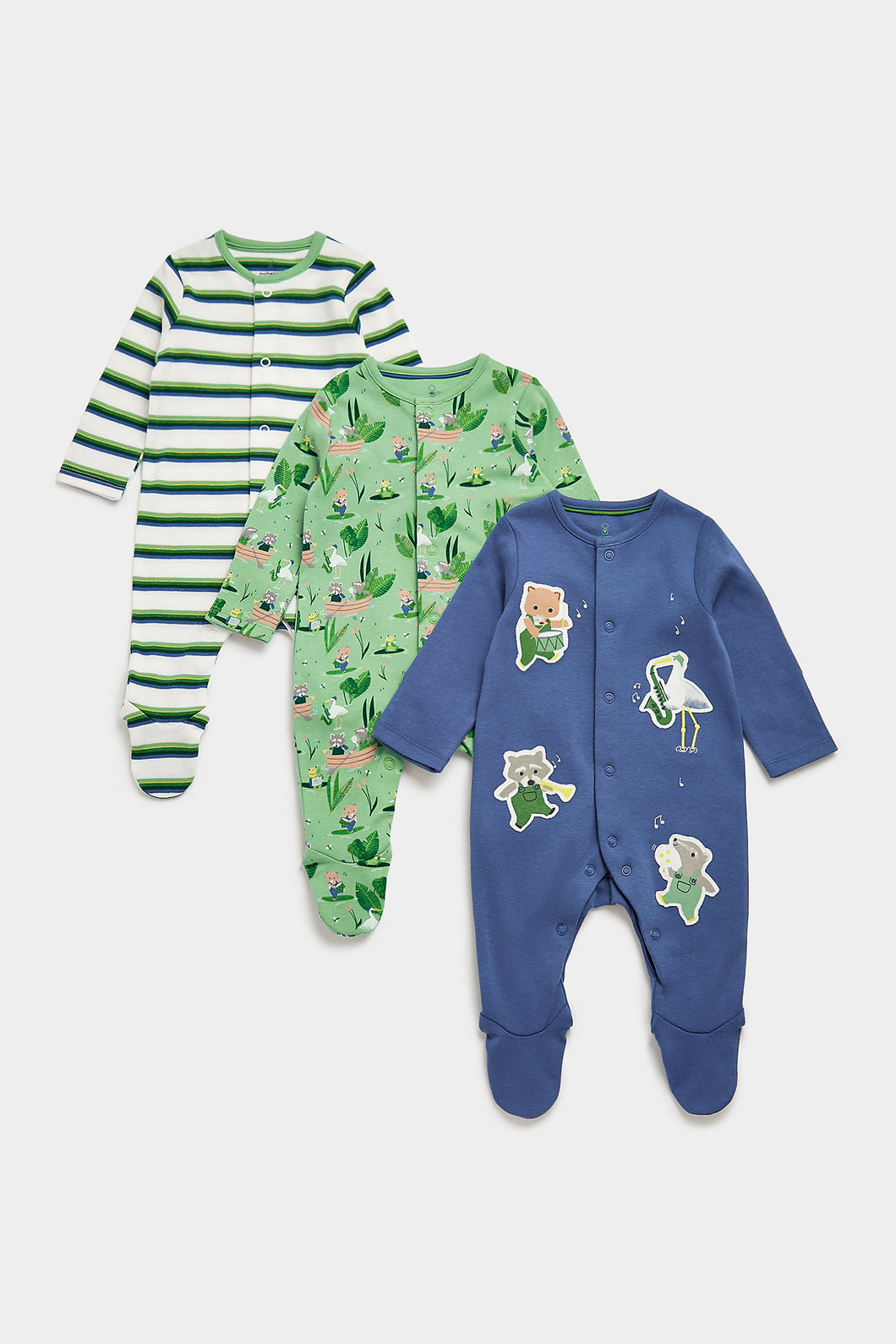 Mothercare Lake Life Sleepsuit - 3 Pack