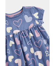 Load image into Gallery viewer, Mothercare Blue Hearts Jersey Dress
