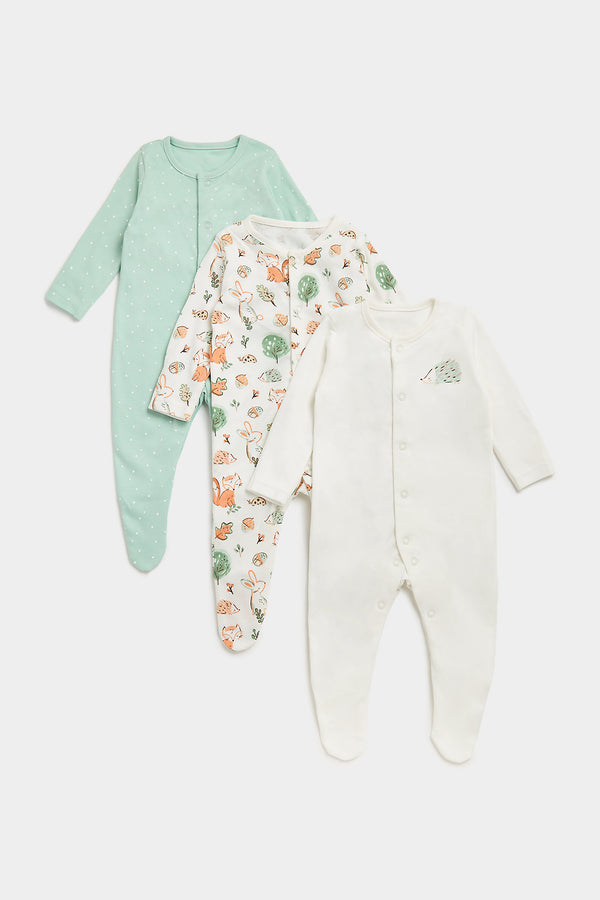 Mothercare Woodland Baby Sleepsuits 3 Pack