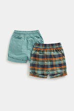 Load image into Gallery viewer, Mothercare Blue and Check Shorts - 2 Pack
