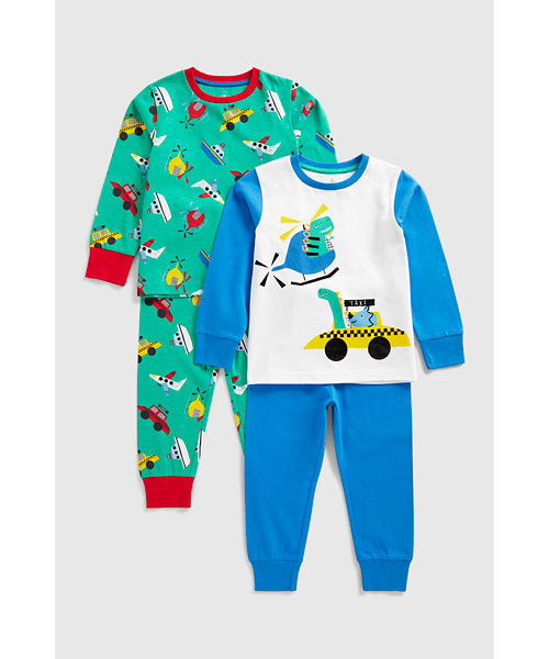 Mothercare Dinosaur Transport Pyjamas - 2 Pack