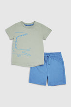 Load image into Gallery viewer, Mothercare Crocodile Jersey Shorts And T-Shirt Set
