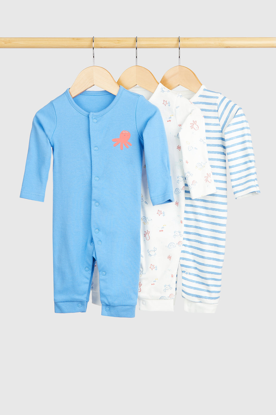 Mothercare Under The Sea Footless Sleepsuits - 3 Pack