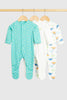 Mothercare Dinosaur Baby Sleepsuits - 3 Pack