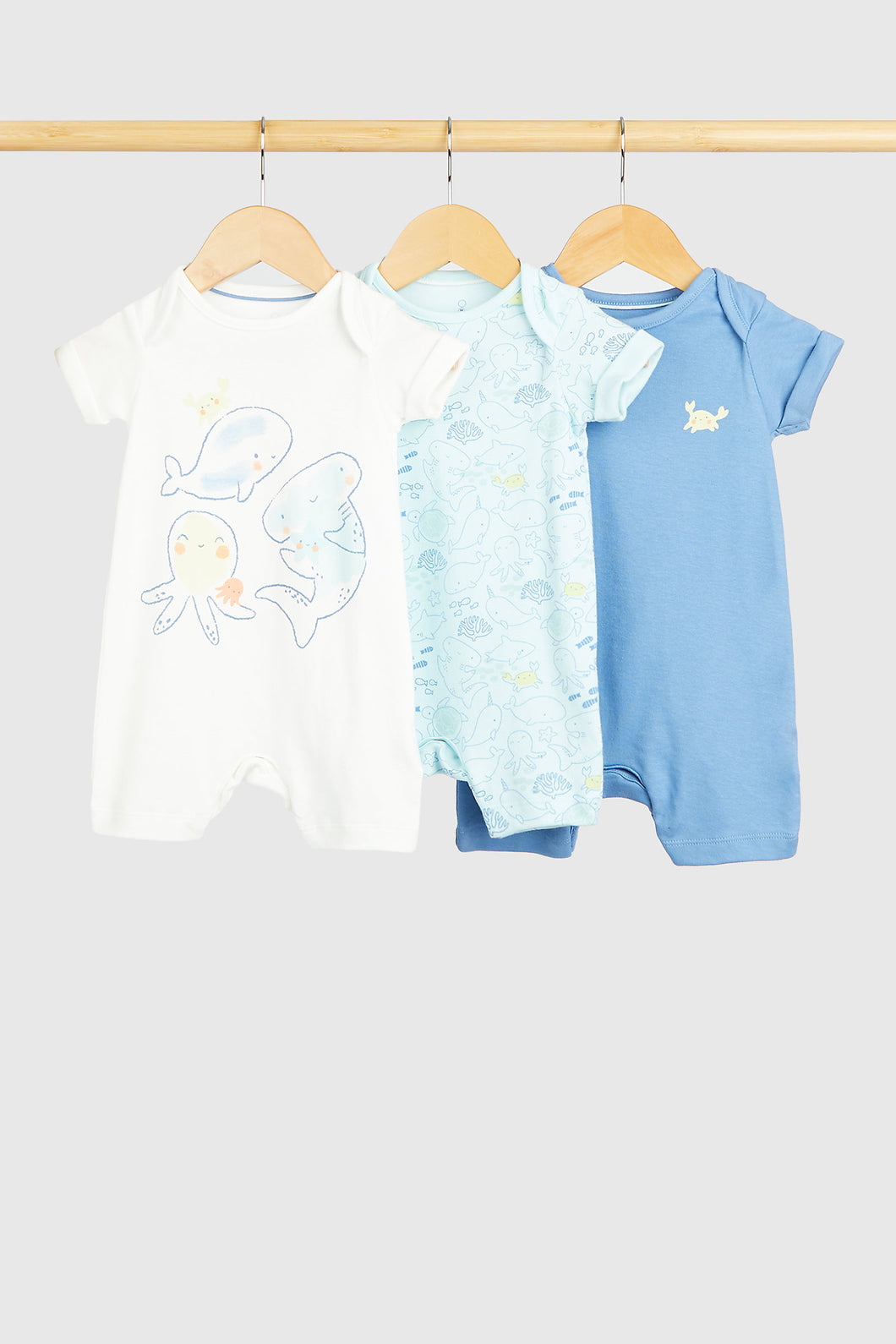 Mothercare Under The Sea Rompers - 3 Pack