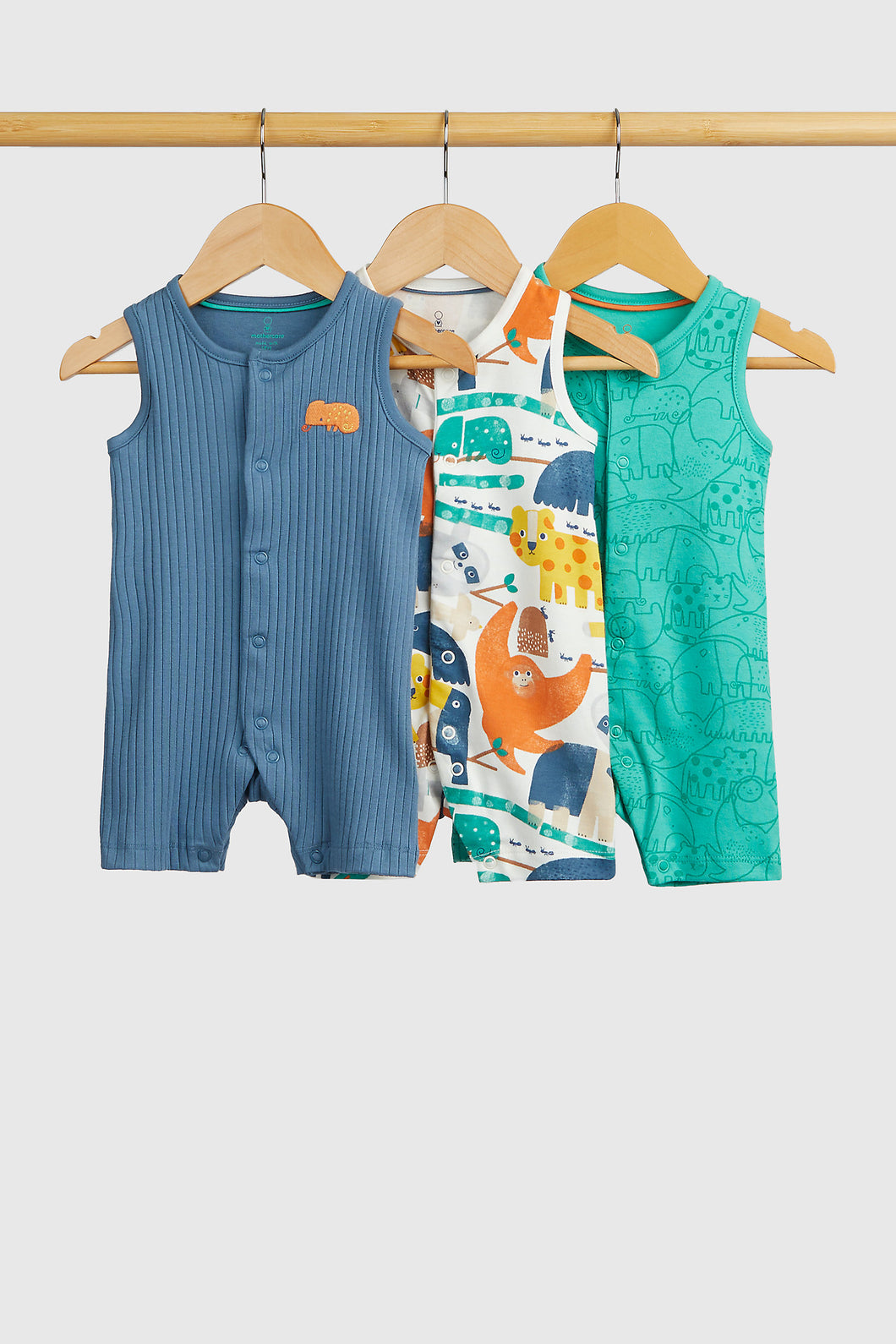 Mothercare Jungle Rompers - 3 Pack