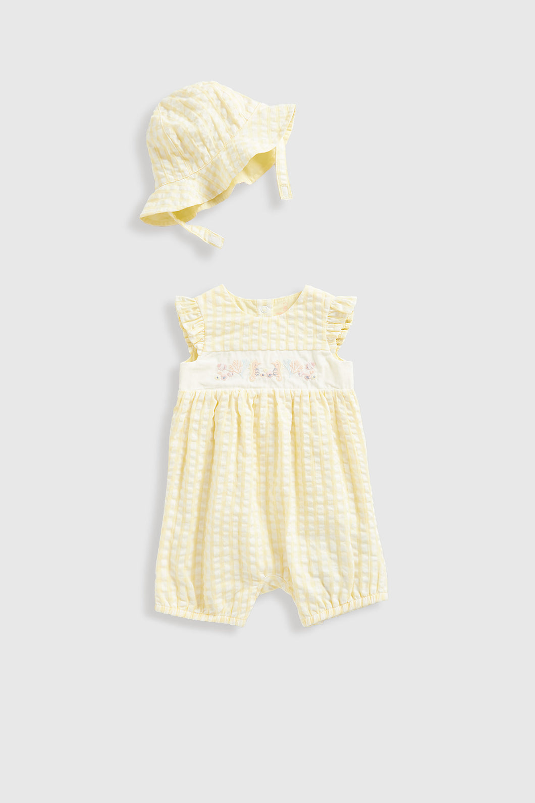 Mothercare Yellow Romper And Hat Set