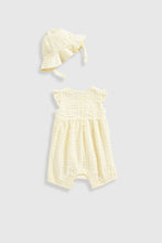 Load image into Gallery viewer, Mothercare Yellow Romper And Hat Set
