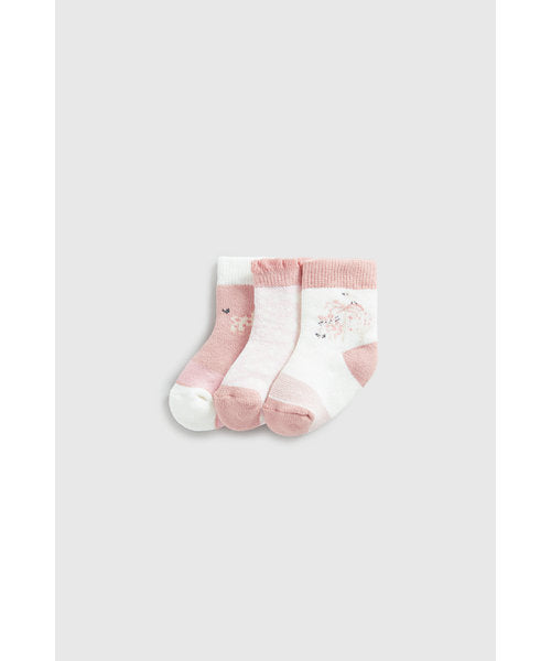 Mothercare Giraffe Terry Baby Socks - 3 Pack