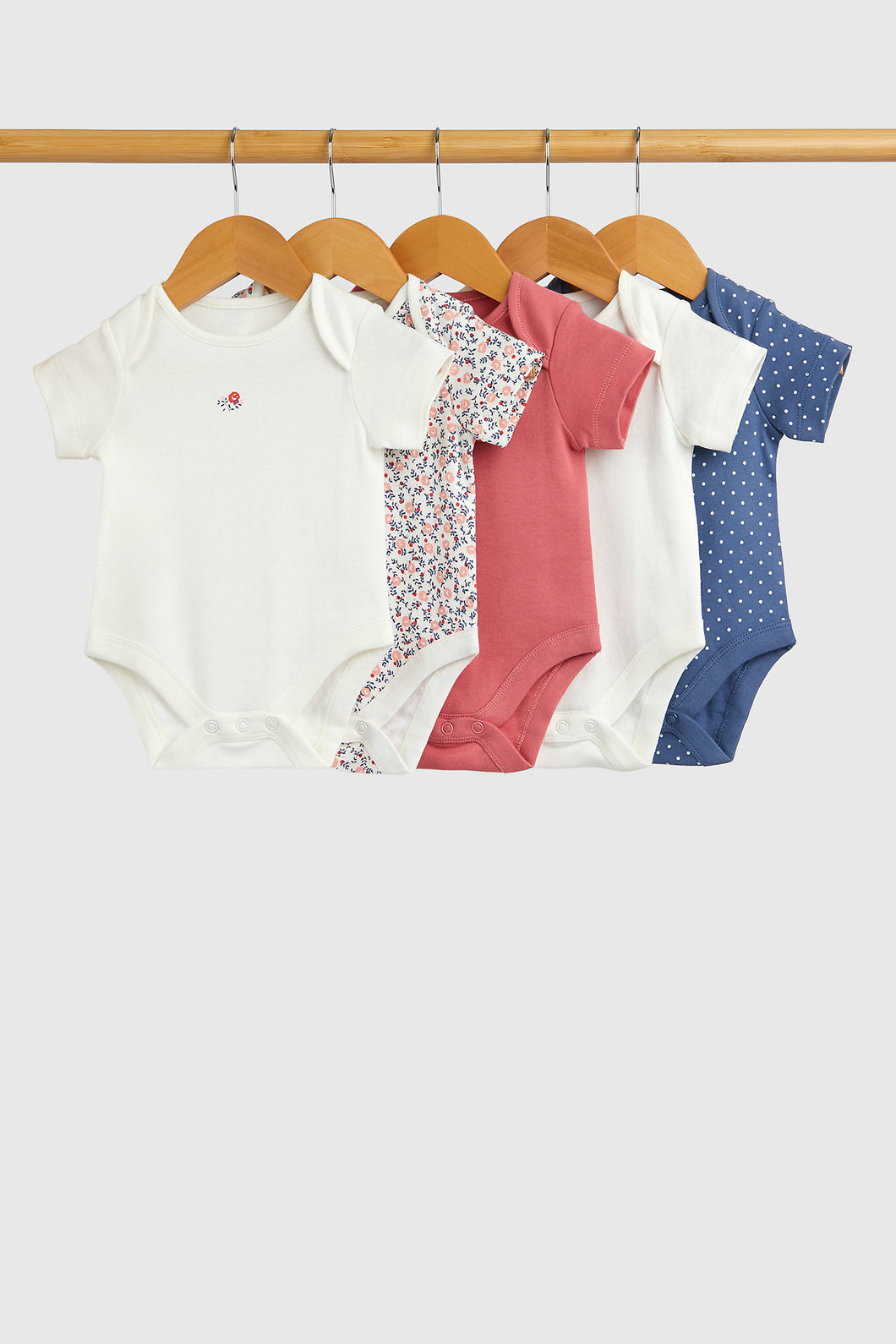 Mothercare Ditsy Short-Sleeved Bodysuits - 5 Pack