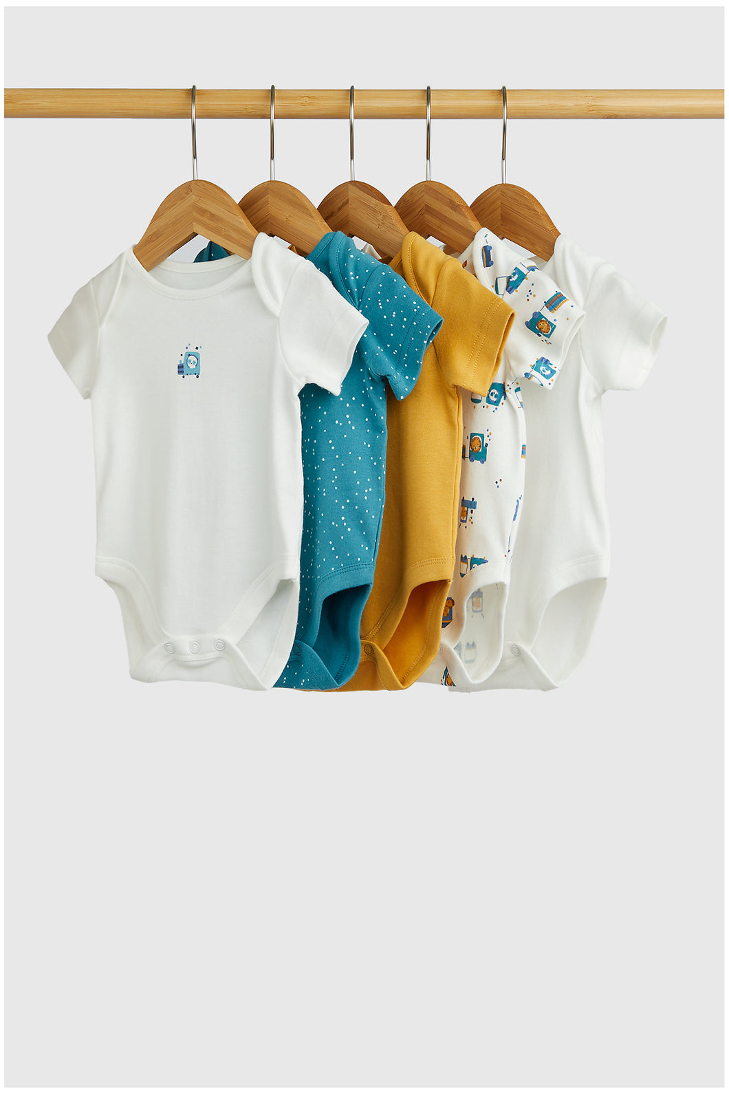 Mothercare Animal Transport Short-Sleeved Bodysuits - 5 Pack