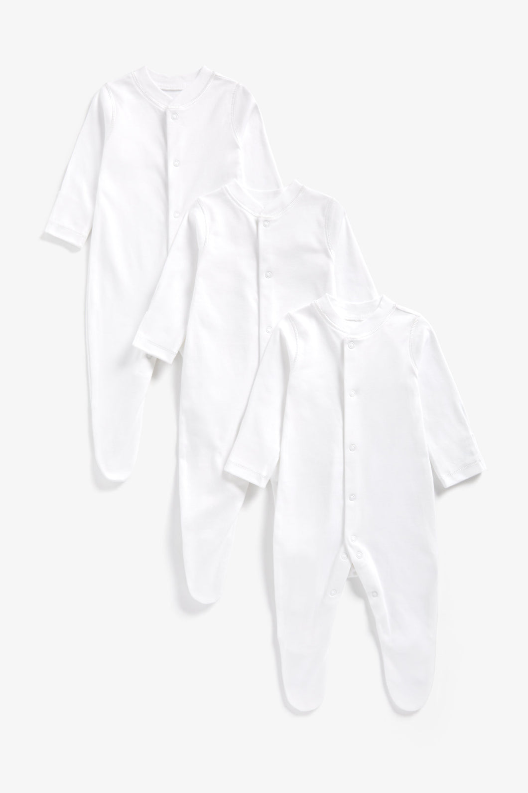 Mothercare White Sleepsuits - 3 Pack