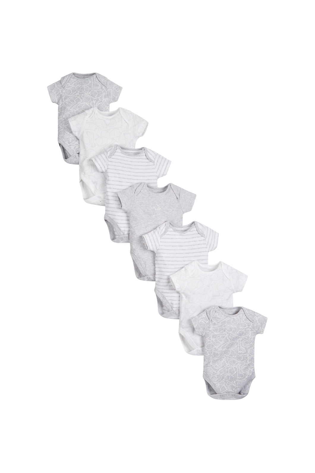 Mothercare Grey Animal Bodysuits - 7 Pack