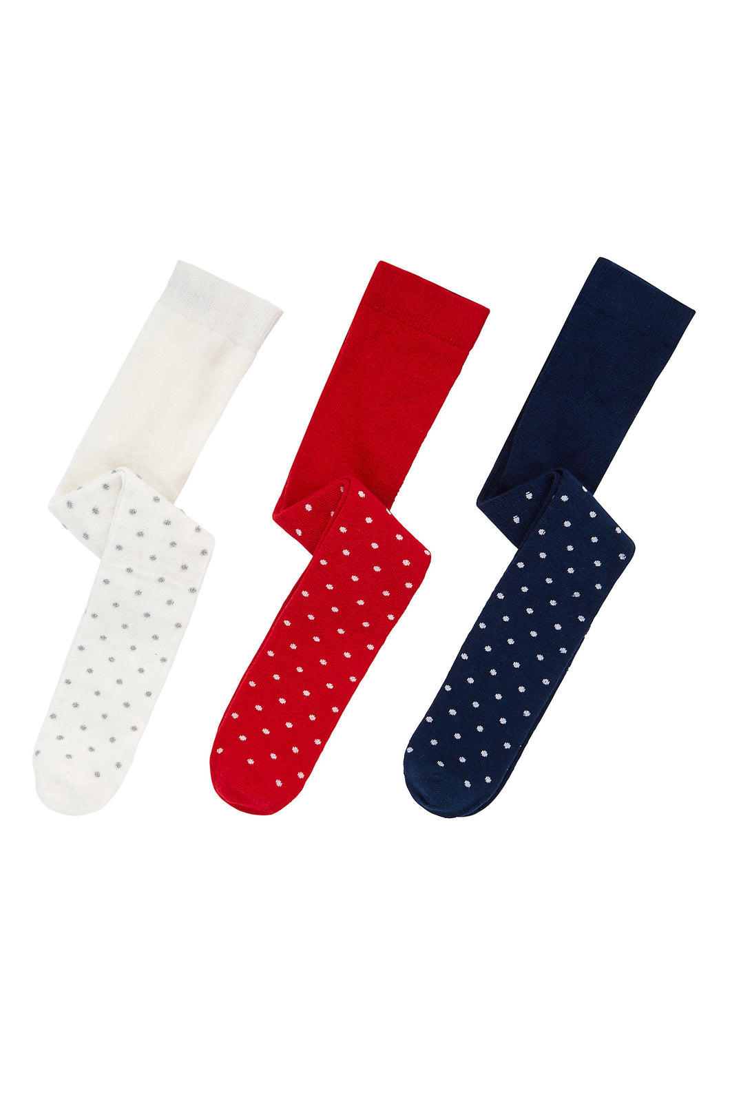 Mothercare Red, Cream And Navy Spot Tights - 3 Pack