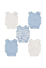 Load image into Gallery viewer, Mothercare Blue Premature Baby Bodysuits - 5 Pack
