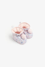 Load image into Gallery viewer, Mothercare Floral Baby Booties With Pom Pom
