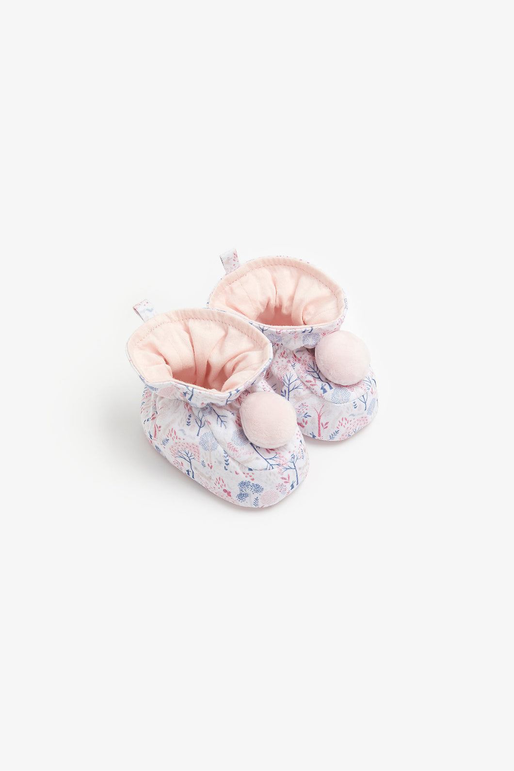 Mothercare Floral Baby Booties With Pom Pom