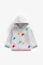 Load image into Gallery viewer, Mothercare Grey Zip-Through Hoody With Pom Poms
