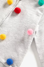 Load image into Gallery viewer, Mothercare Grey Zip-Through Hoody With Pom Poms
