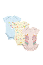 Load image into Gallery viewer, Not Too Big Unicorn Bamboo Short Sleeves Bodysuit - 3 Pack
