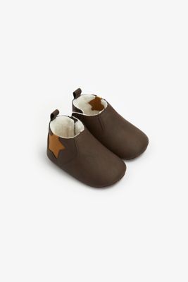 Mothercare Faux Leather Star Pram Boots With Borg Lining